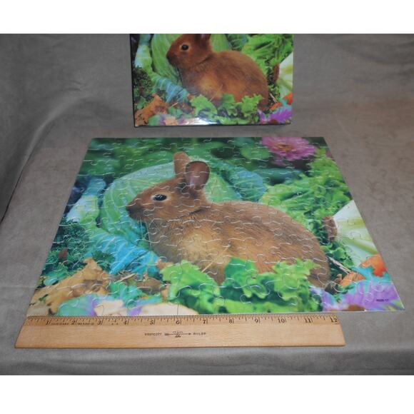Vintage 1996 Cute Bunny Rabbit Milton Bradley Junior Puzzle 4828-17 Complete - Picture 4 of 9